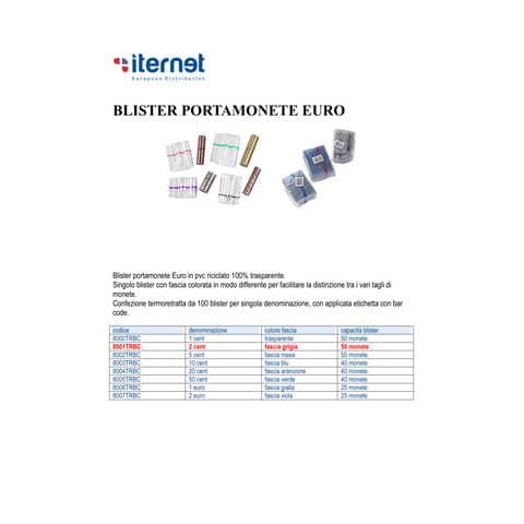 Blister per monete HolenBecky 2 cent capacità 50 monete plastica trasparente confezione da 100 blister - 8001TRBC